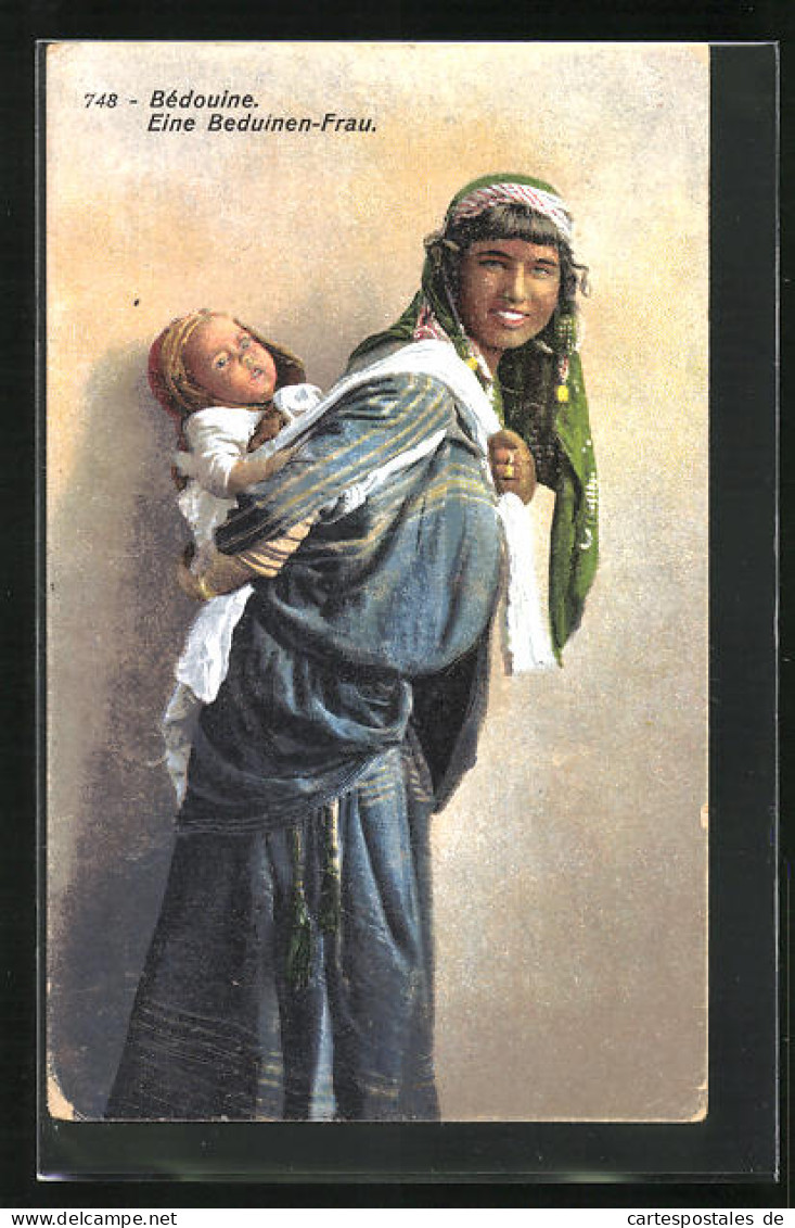 AK Eine Beduinen-Frau Mit Kleinkind, Arabische Volkstypen  - Unclassified