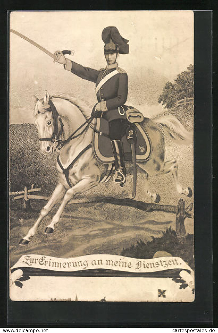 AK Erinnerung An Meine Dienstzeit, Soldat Der Kavallerie Auf Dem Pferd  - Guerre 1914-18