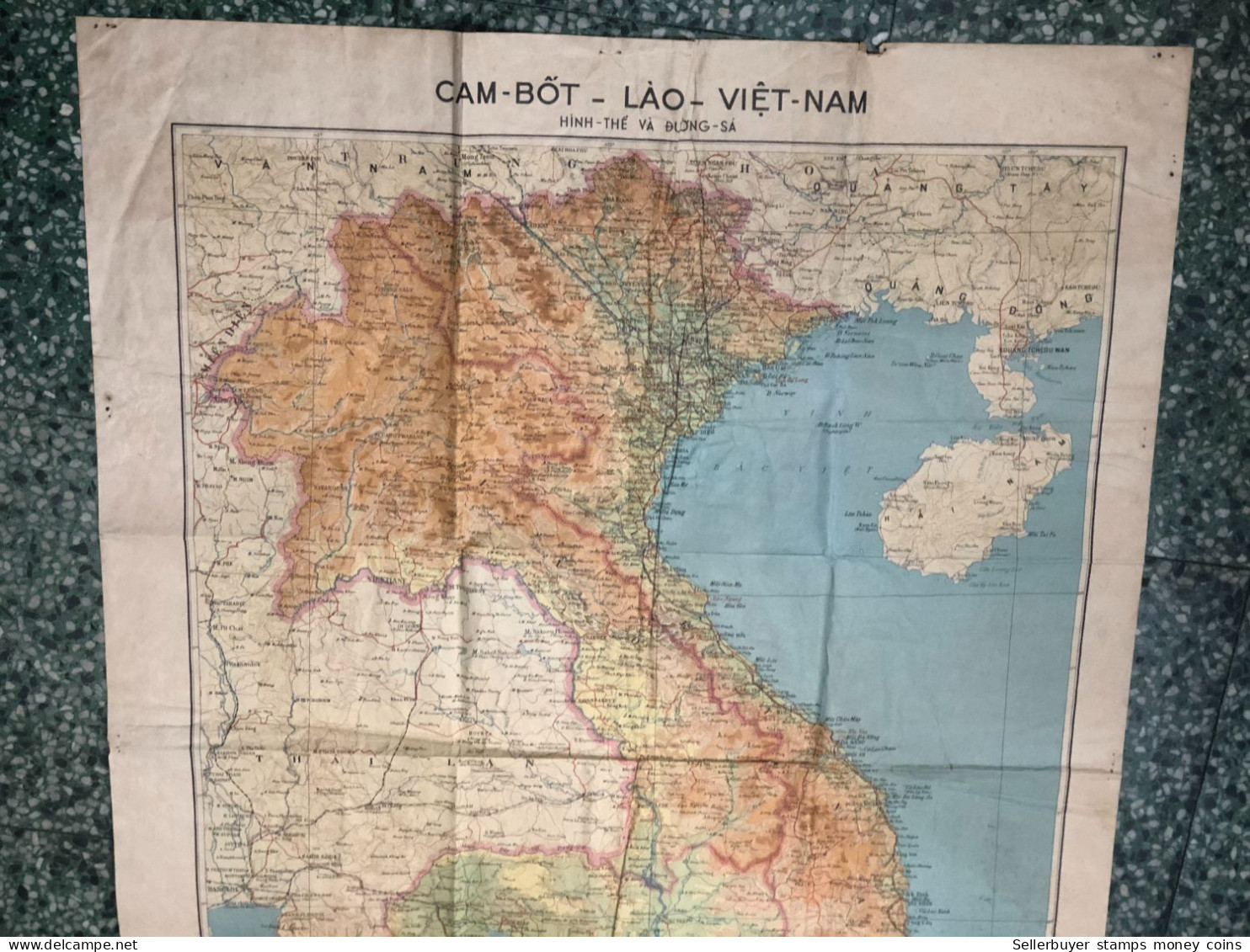Maps Old-viet Nam Laos Cambodia Hinh The Va Duong Sa Before 1956-66-1 Pcs Very Rare - Topographische Kaarten