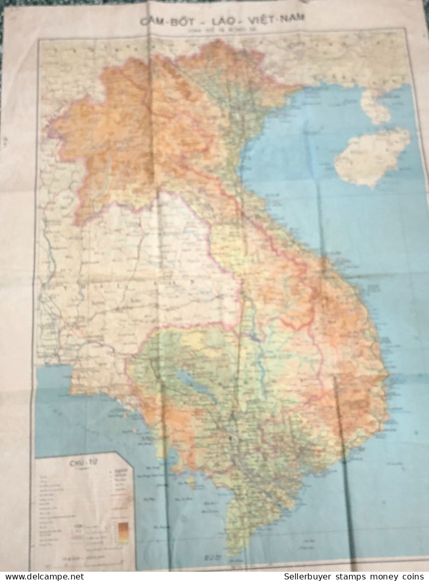 Maps Old-viet Nam Laos Cambodia Hinh The Va Duong Sa Before 1956-66-1 Pcs Very Rare - Topographical Maps