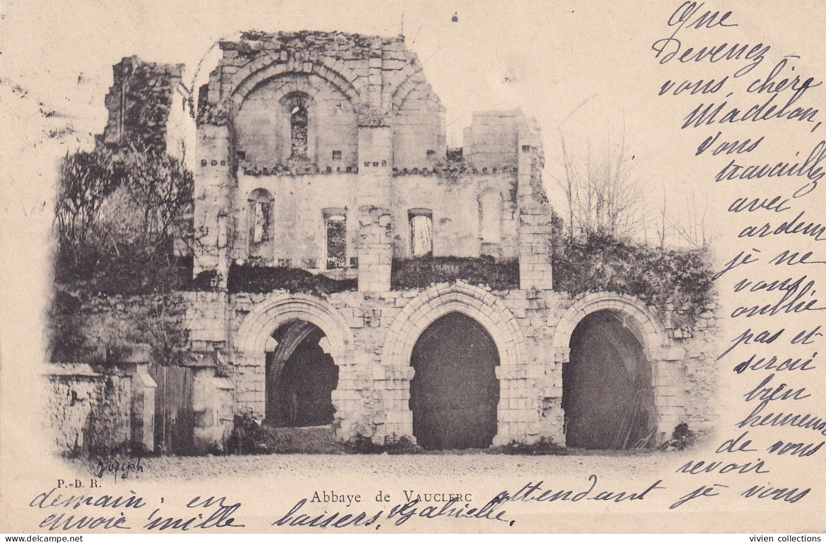 Abbaye De Vauclerc (02 Aisne) Les Ruines Carte Précurseur Circulée 102 Convoyeur Paris à Givet 2eme C - Autres & Non Classés