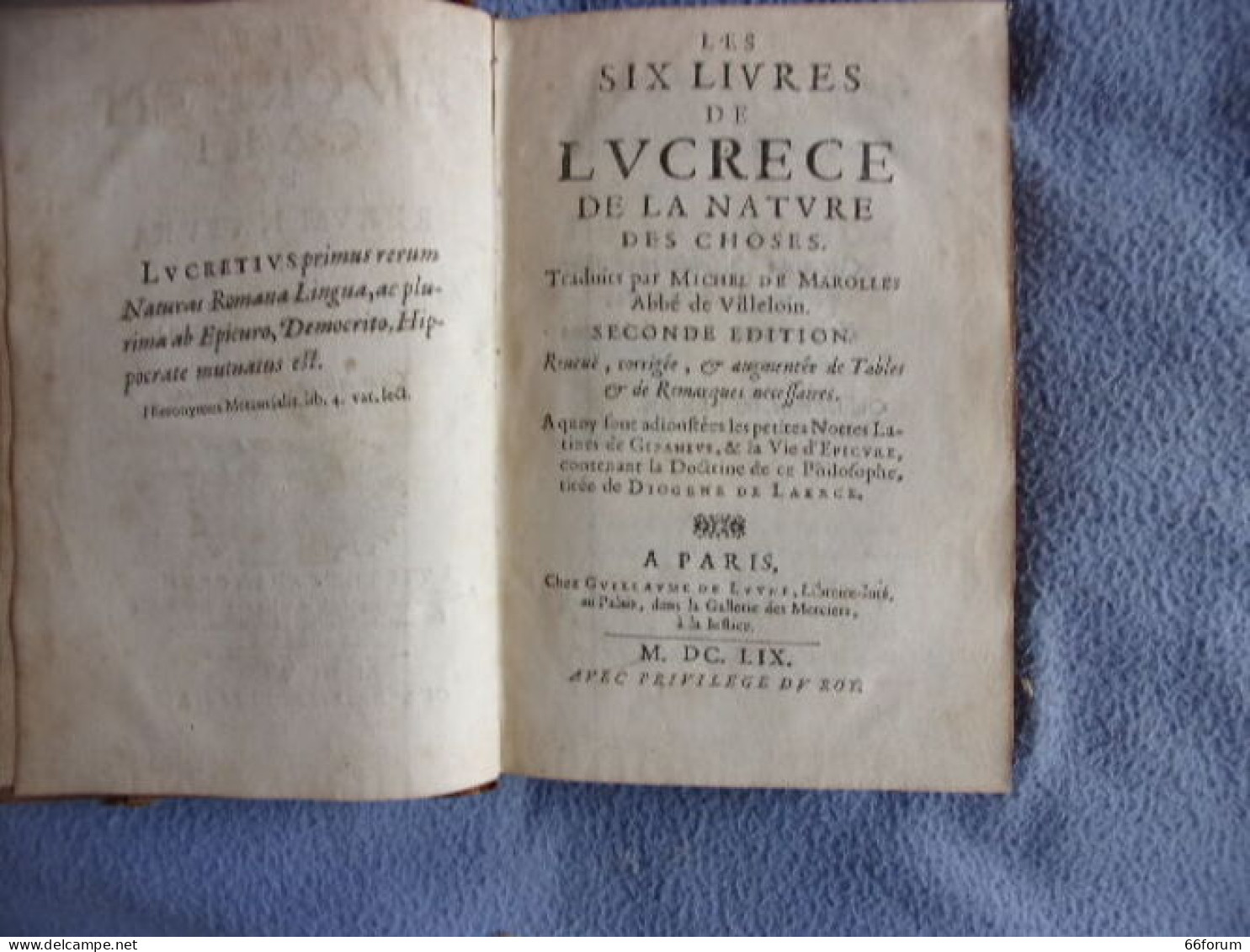 Les Six Livres De Lucrece - De La Nature Des Choses - 1701-1800