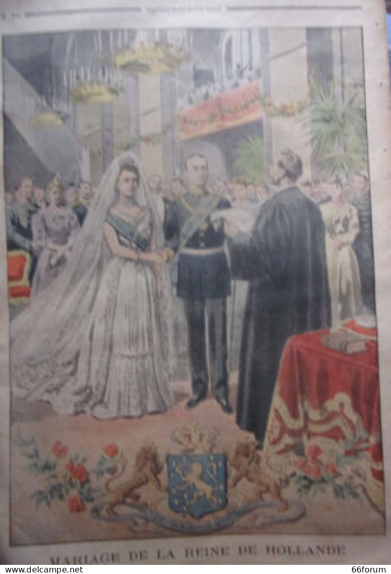 GRAVURE SUR BOIS 1901 TIREE PETIT JOURNAL SUPP MARIAGE REINE WILHELMINE HOLLANDE - Autres & Non Classés