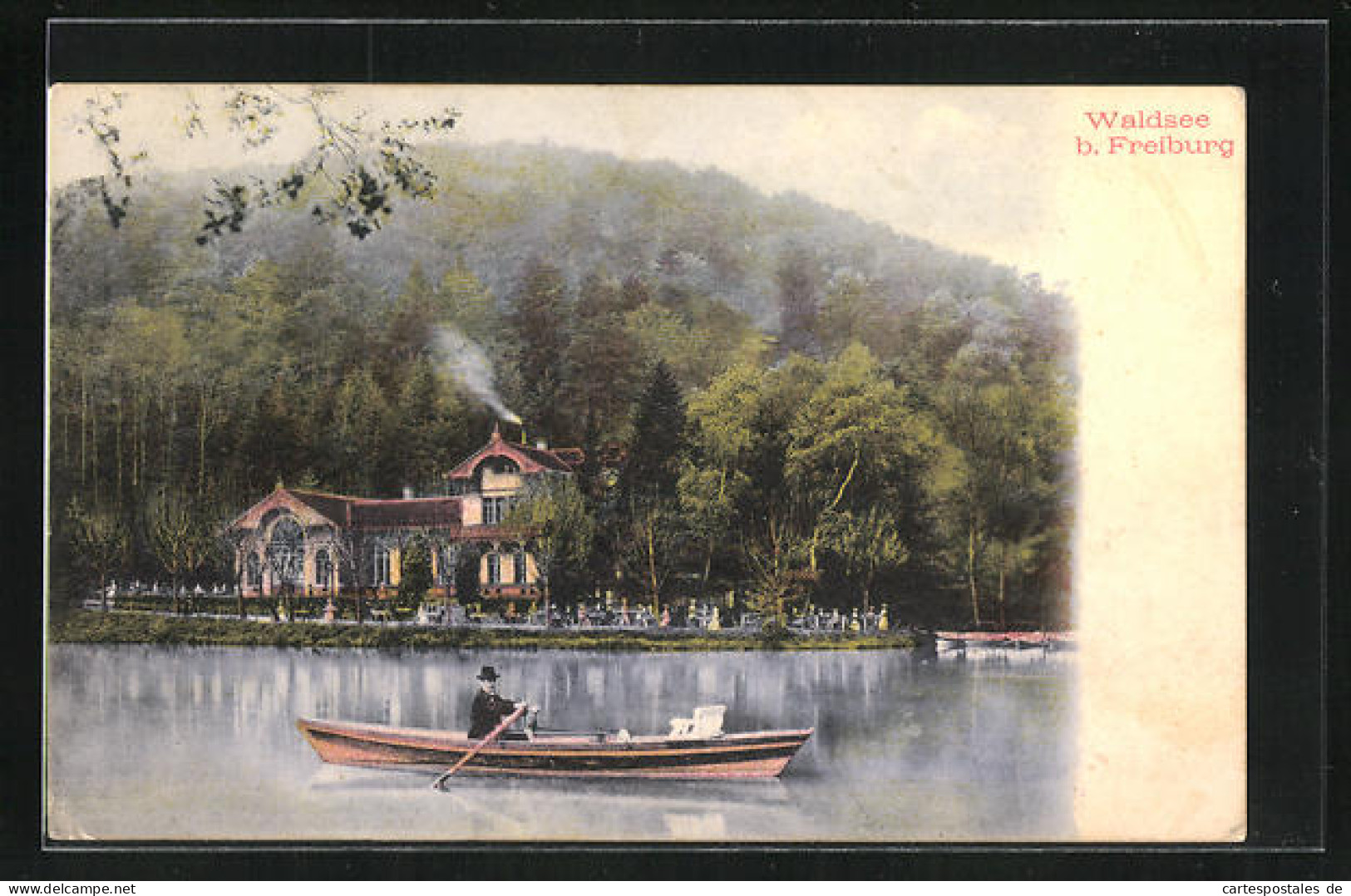 AK Freiburg, Gasthaus Am Waldsee Mit Ruderboot  - Freiburg I. Br.