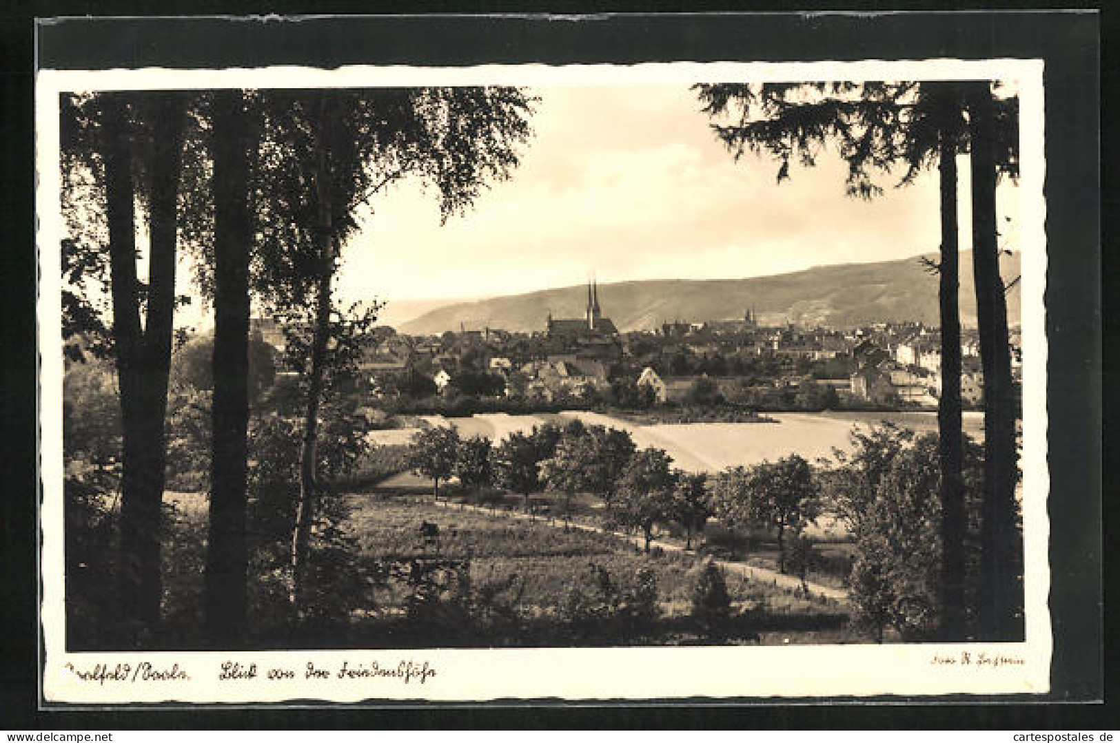 AK Saalfeld, Ortsansicht Aus Der Vogelschau, Blick Zur Kirche  - Saalfeld