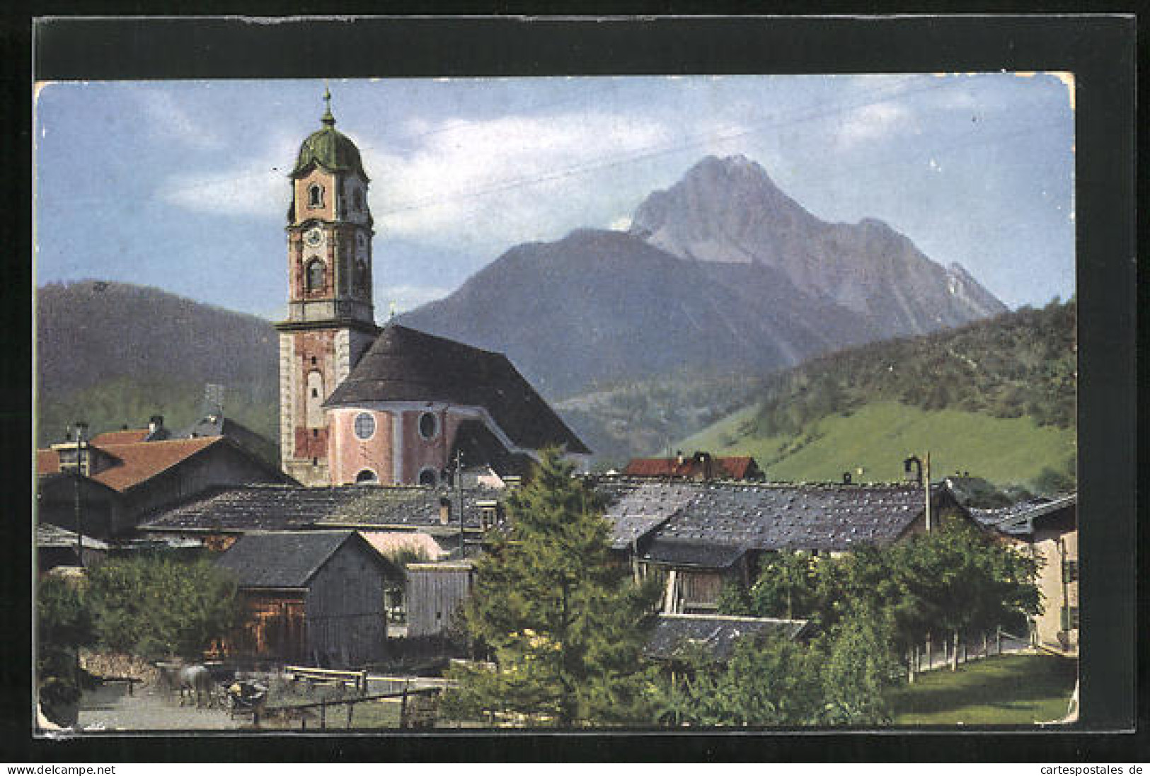 AK Mittenwald, Blick Auf Kirche Und Wetterstein  - Mittenwald