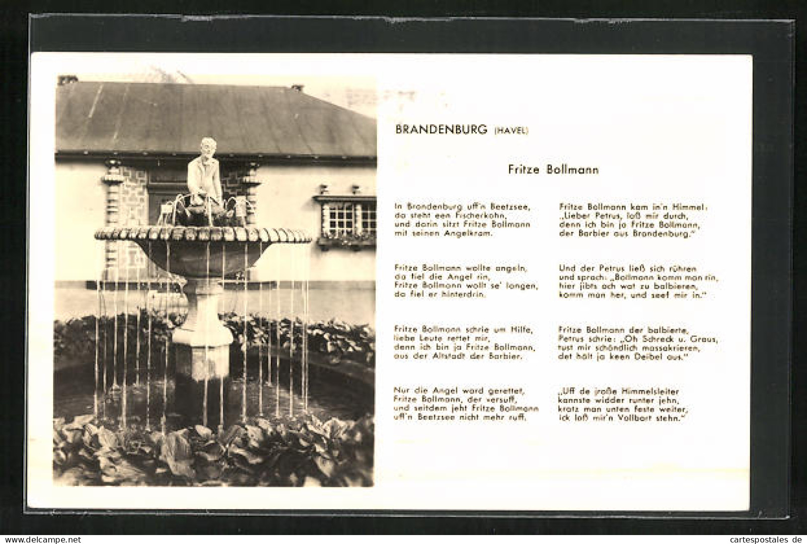 AK Brandenburg / Havel, Brunnenanlage, Gedicht Fritze Bollmann  - Brandenburg