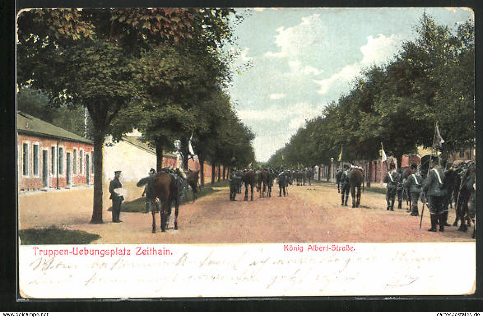 AK Zeithain, Truppenübungsplatz, König Albert-Strasse  - Zeithain