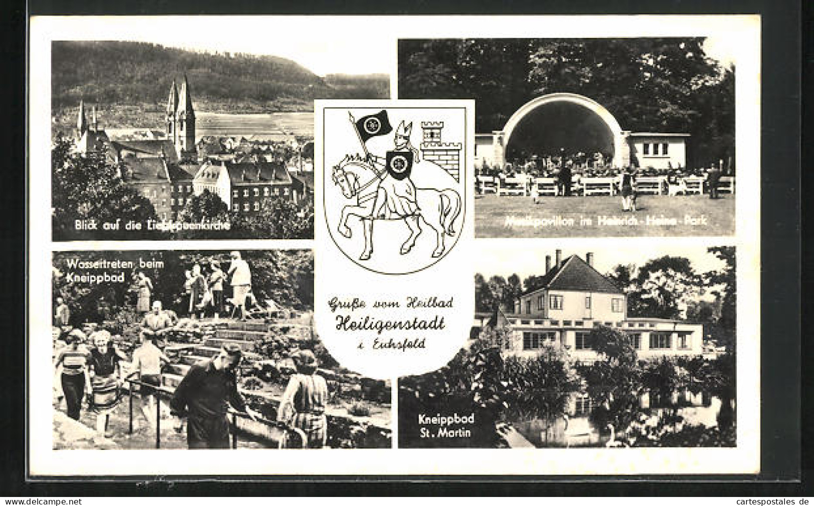 AK Heiligenstadt I. Eichsfeld, Blick Zur Liebfrauenkirche, Musikpavillon Im Heinrich-Heine-Park, Kneippbad St. Martin  - Heiligenstadt