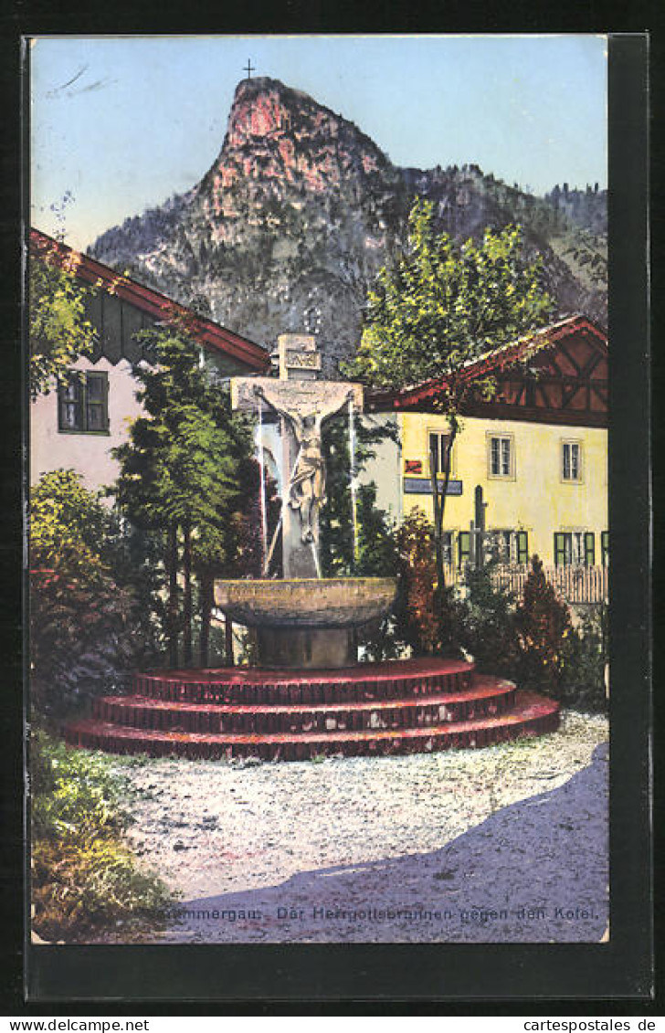 AK Oberammergau, Herrgottsbrunnen Gegen Den Kofel  - Oberammergau