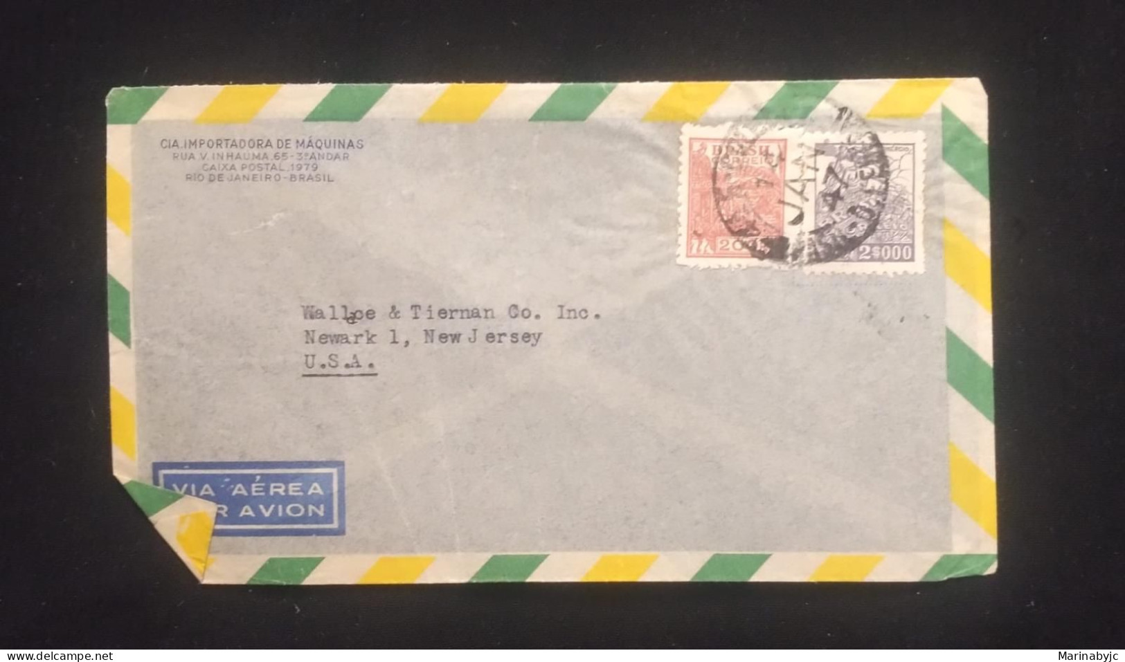 C) 1947. BRAZIL. AIRMAIL ENVELOPE SENT TO USA. DOUBLE STAMPS. 2ND CHOICE - Altri - America