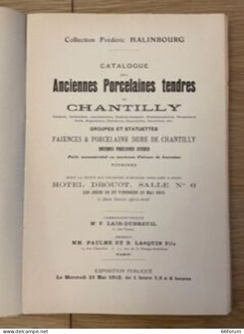 Catalogue Des Anciennes Porcelaines Tendres De Chantilly - Art