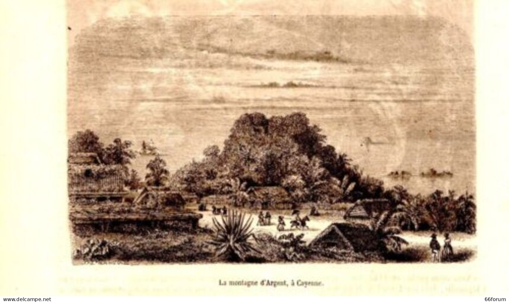 GRAVURE SUR BOIS 19ème LA MONTAGNE D' ARGENT A CAYENNE - Autres & Non Classés