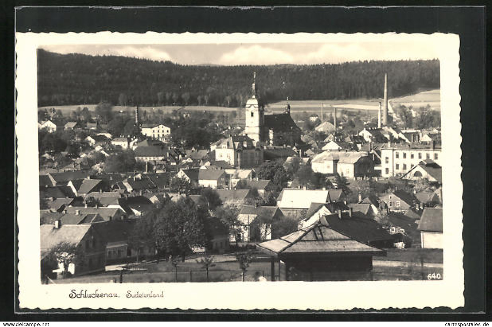 AK Schluckenau / Sluknov, Ortsansicht Mit Kirche  - Tchéquie