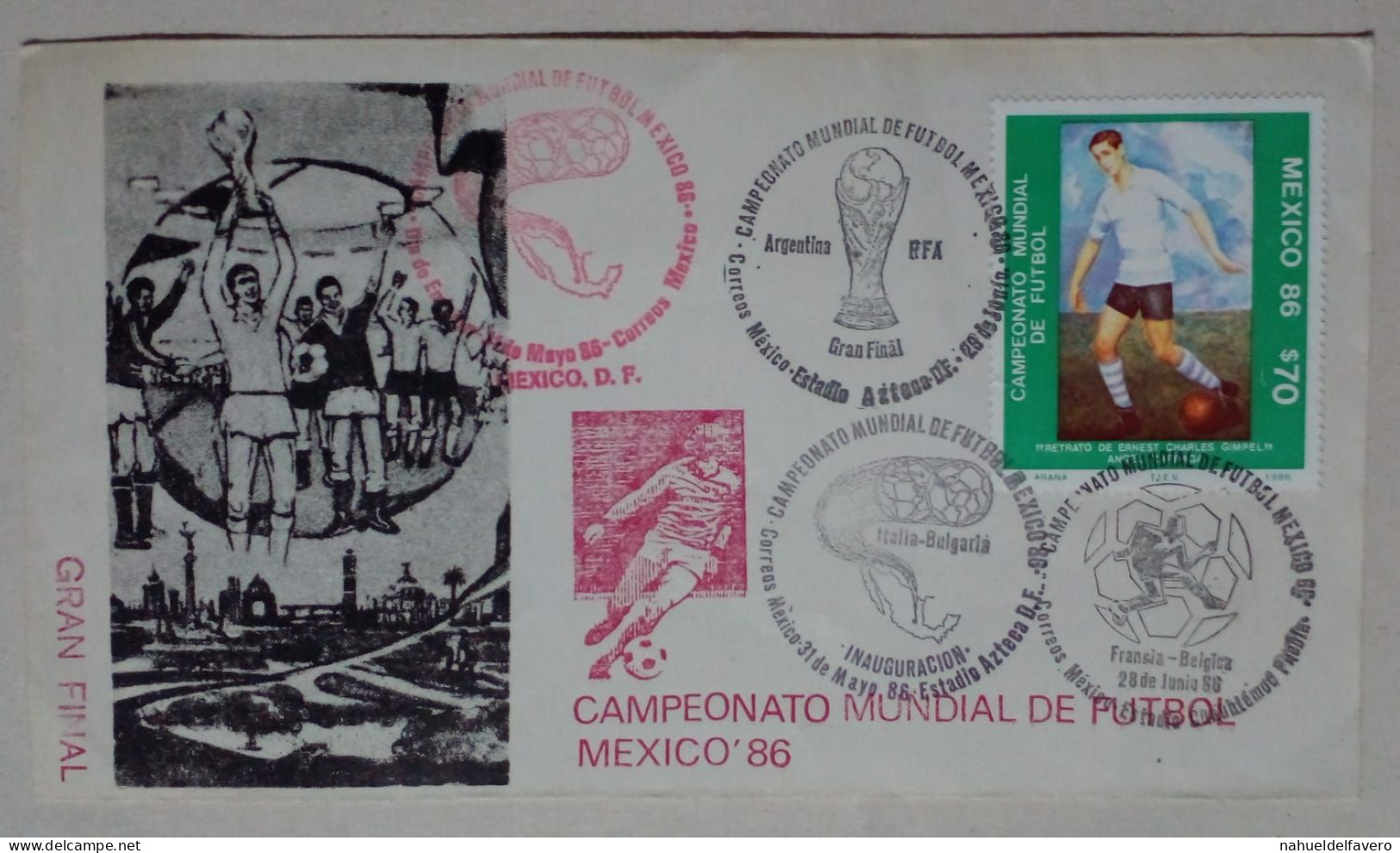 Mexique - Enveloppe Premier Jour De Diffusion Avec Thème Final De La Coupe Du Monde Mexique 86, Argentine Vs Allemagne D - Mexique