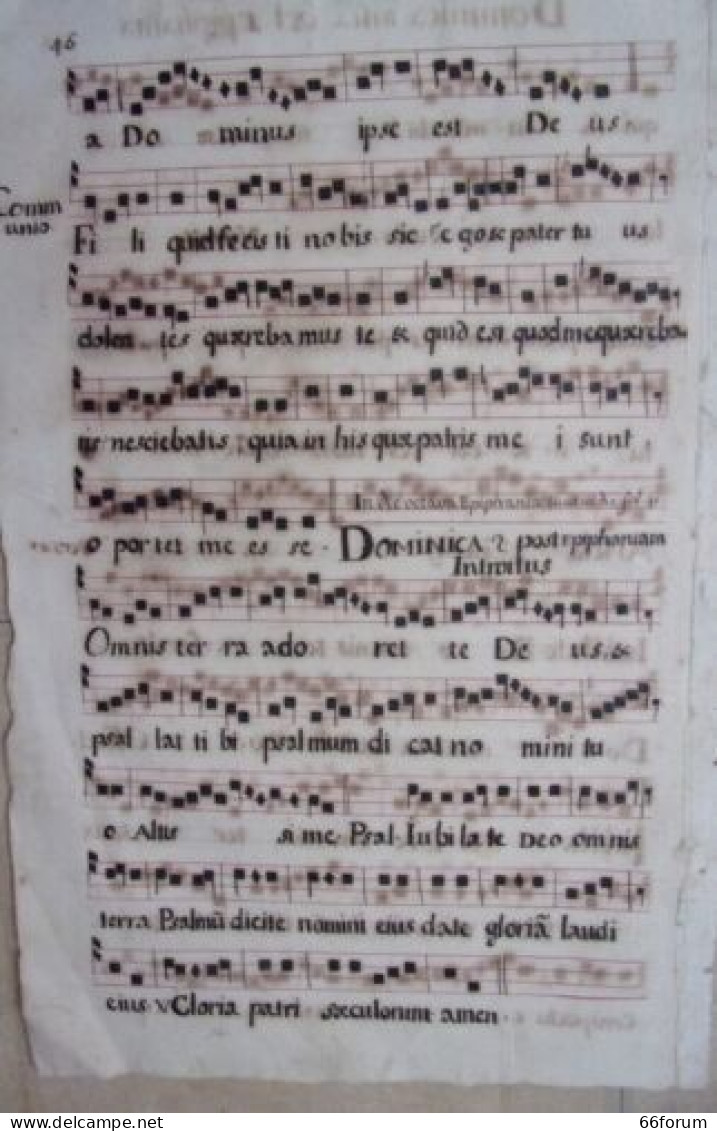 ANTIPHONAIRE PAPIER MANUSCRIT RECTO VERSO DEBUT 17è DOMINICA INFRA OCT EPIPHANIA - Autres & Non Classés