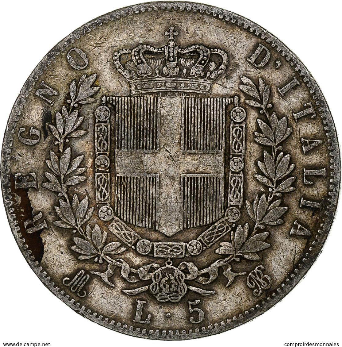 Italie, Vittorio Emanuele II, 5 Lire, 1869, Milan, Argent, TB, KM:8.3 - 1861-1878 : Victor Emmanuel II.