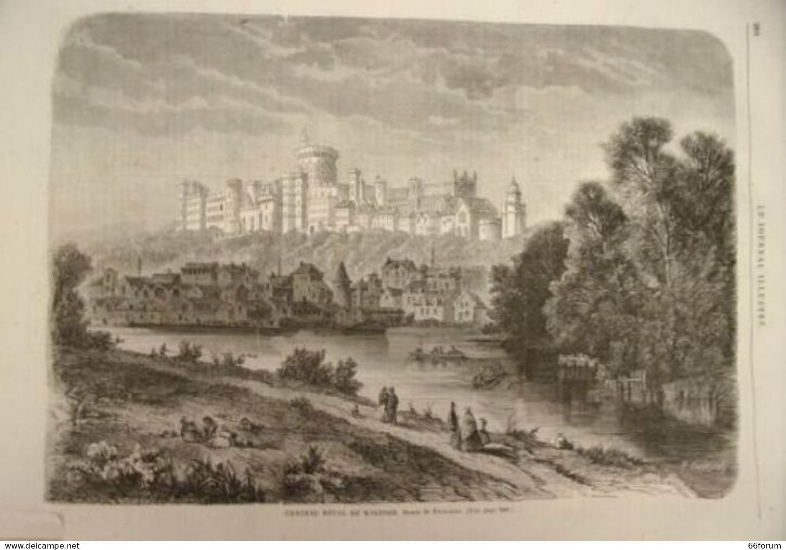 GRAVURE SUR BOIS 19ème CHATEAU ROYAL DE WINDSOR - Autres & Non Classés