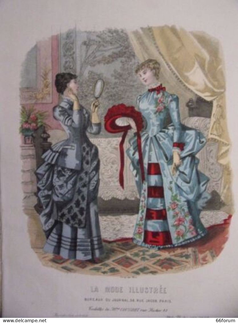 GRAVURE EN COULEUR MODE ILLUSTREE 1883 N° 49 TOILETTES MADAME COUSSINET - Sonstige & Ohne Zuordnung