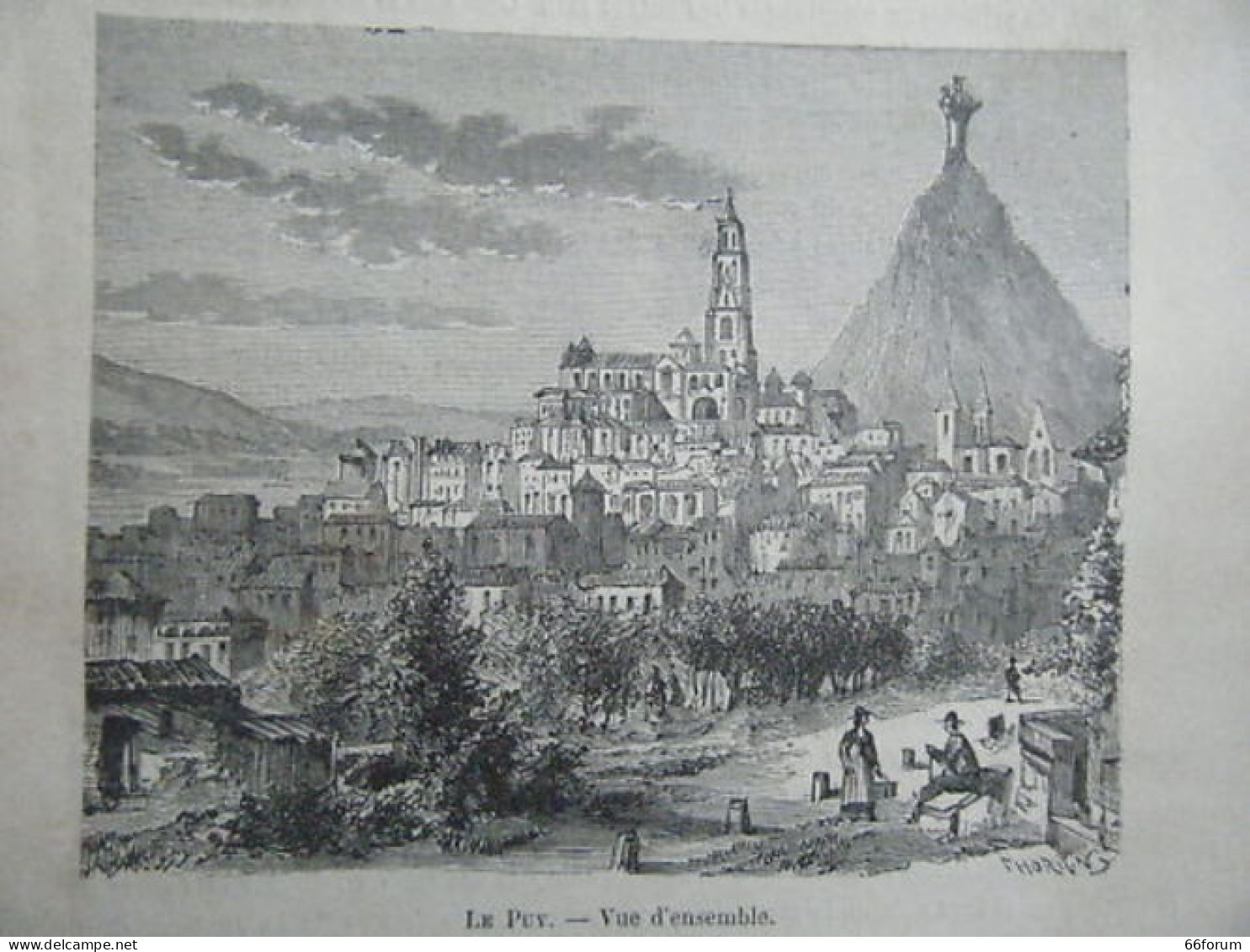 GRAVURE SUR BOIS 19ème VUE D' ENSEMBLE LE PUY - Andere & Zonder Classificatie