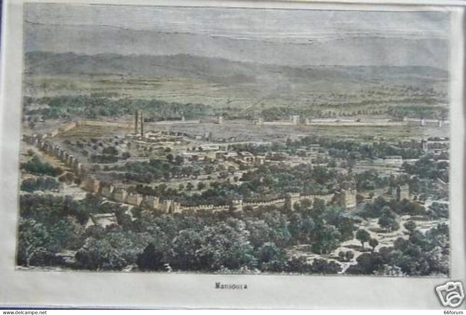 GRAVURE SUR BOIS AQUARELLEE 19ème MANSOURA ALGERIE - Sonstige & Ohne Zuordnung