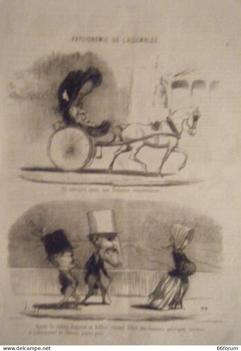 LITHOGRAPHIE DE DAUMIER 19è PHYSIONOMIES L' ASSEMBLEE CABRIOLET AUGUSTE ARTHUR - Andere & Zonder Classificatie