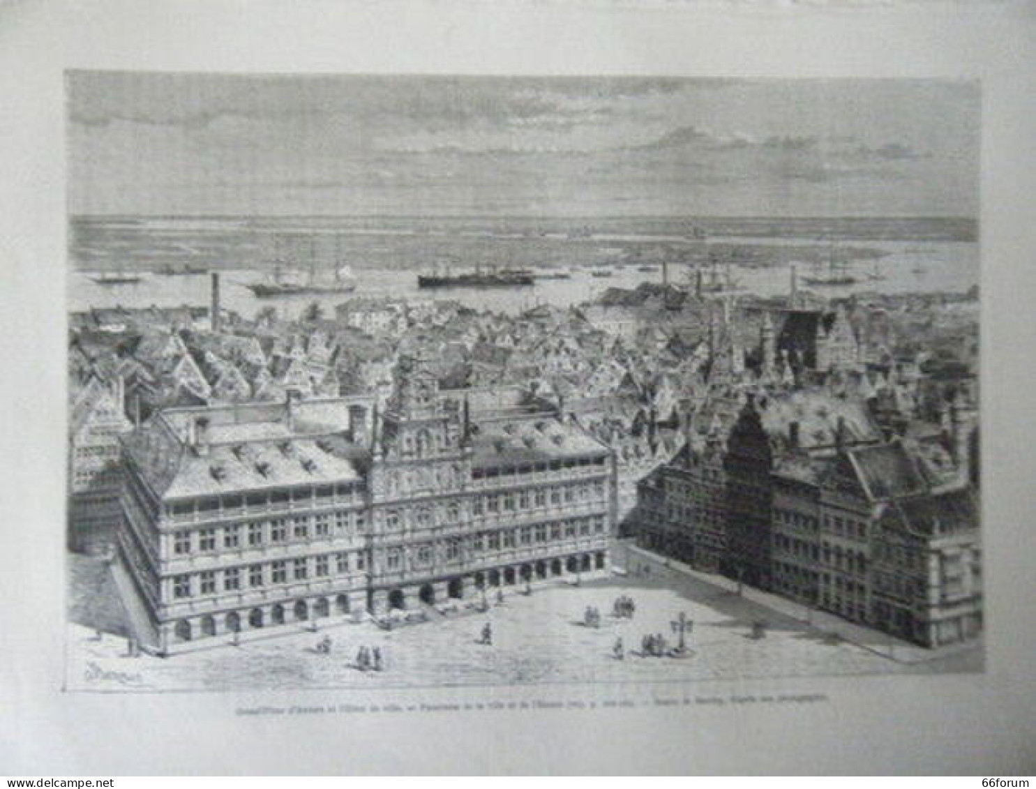 GRAVURE SUR BOIS 1882 ANVERS HOTEL DE VILLE BELGIQUE - Sonstige & Ohne Zuordnung