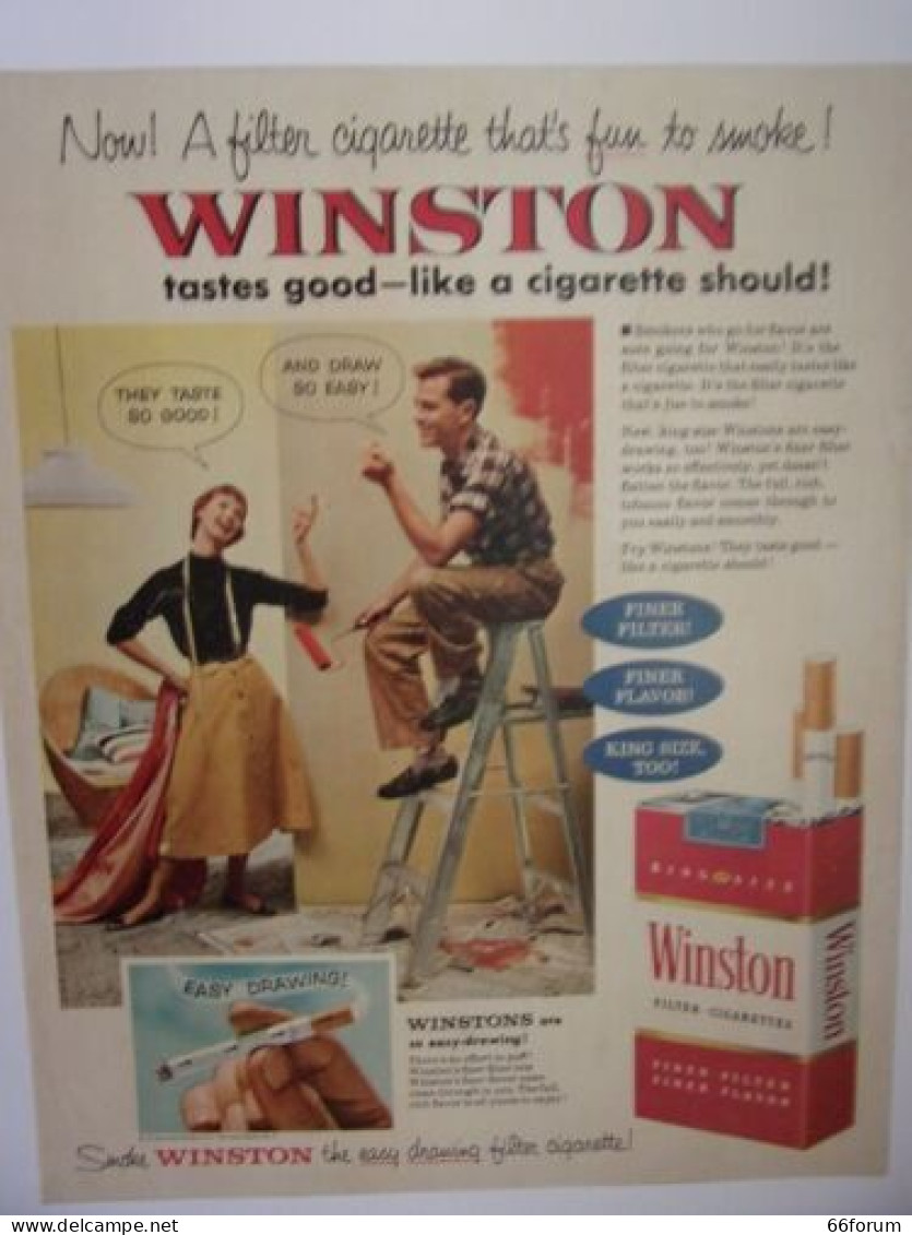 PLANCHE COULEUR 20ème PUBLICITE CIGARETTES WINSTON FLTER CIGARETTES - Other & Unclassified