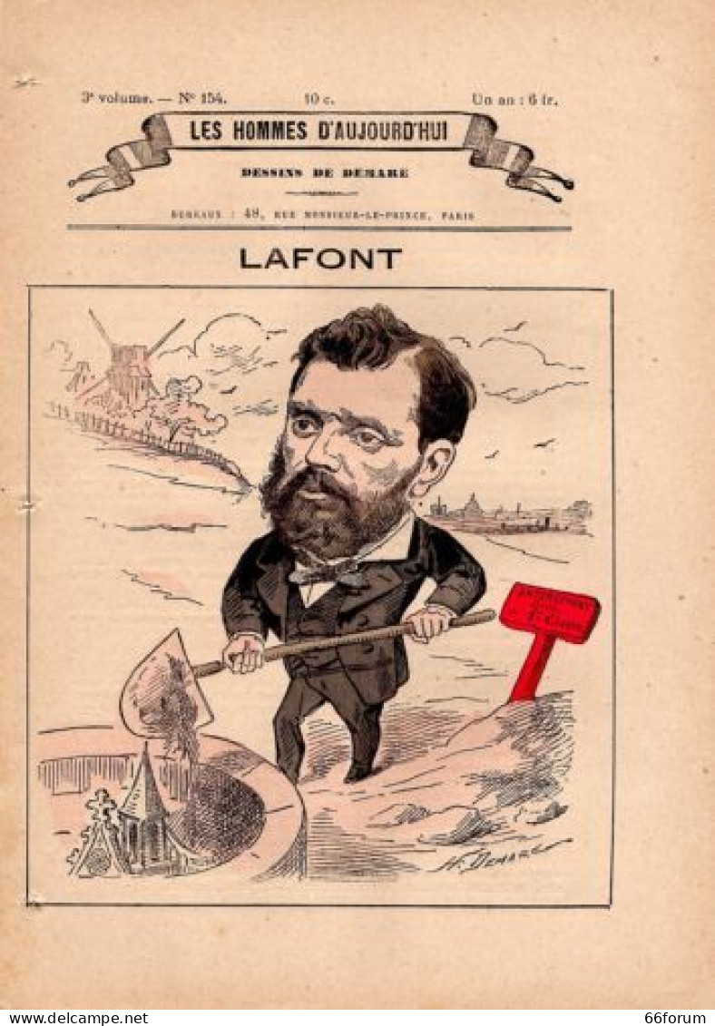 POCHOIR DE DEMARE 19ème JEAN LAFONT JOURNALISTE HOMME POLITIQUE - Other & Unclassified