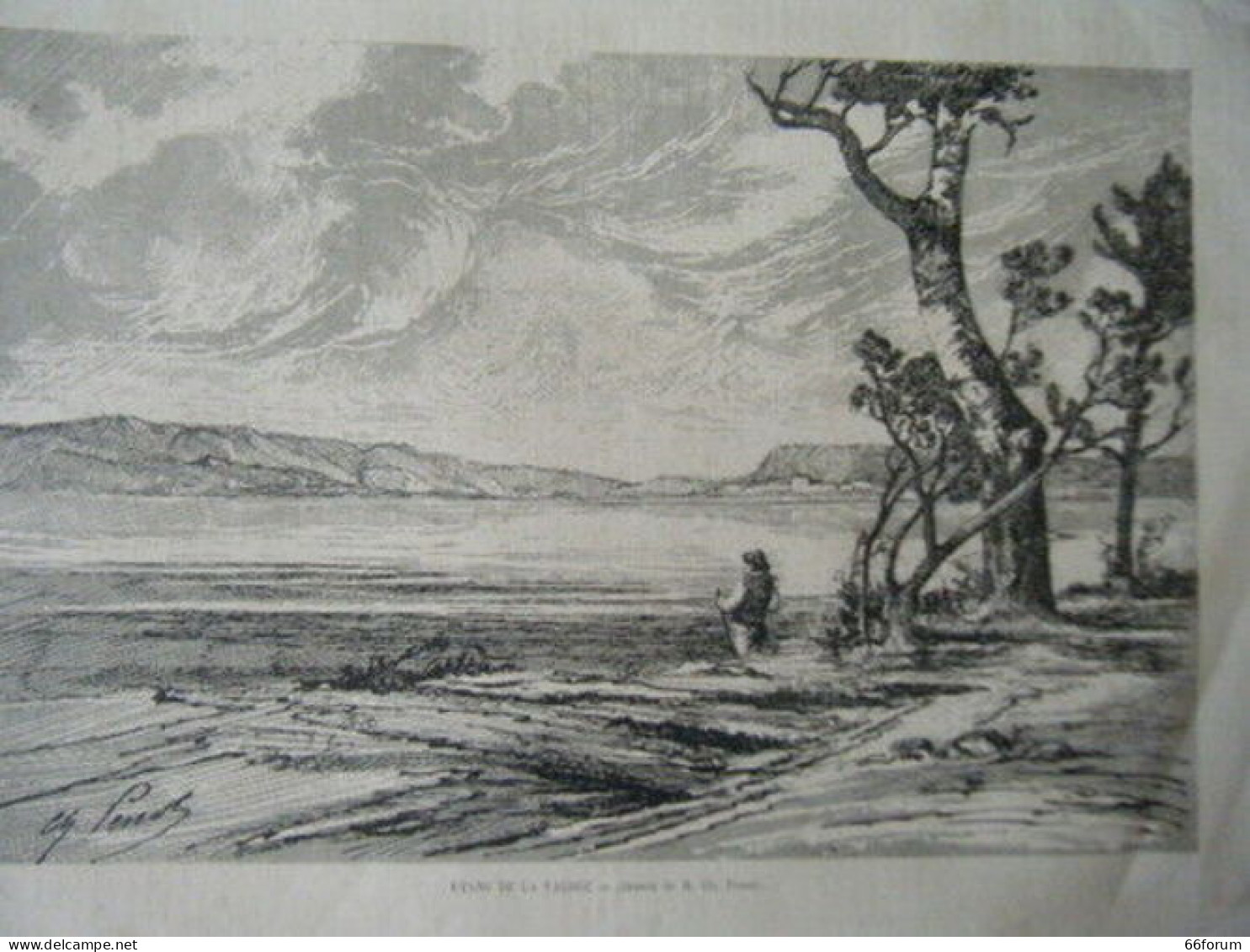 GRAVURE SUR BOIS 19ème ETANG DE LA VALDUC - Otros & Sin Clasificación