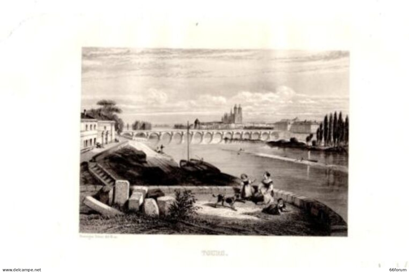 GRAVURE SUR ACIER 19ème TOURS INDRE ET LOIRE - Autres & Non Classés