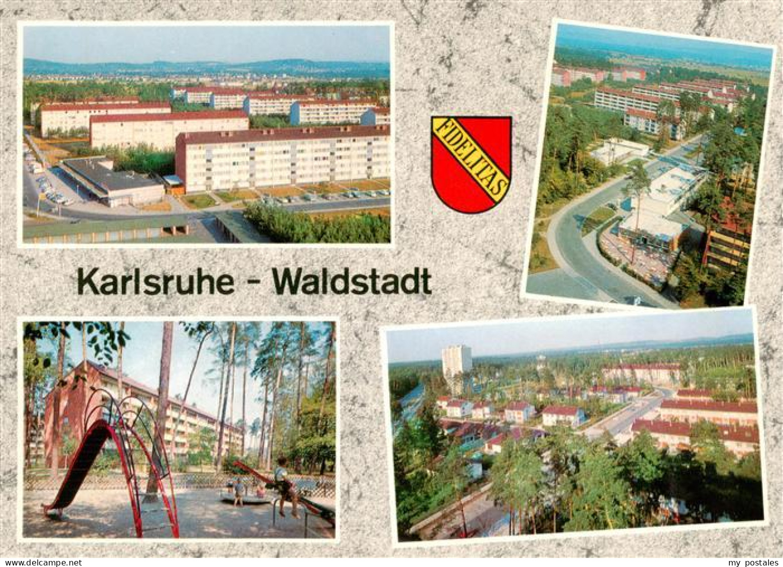 73947138 Waldstadt_Karlsruhe Wohnsiedlung Hochhaeuser Kinderspielplatz - Karlsruhe