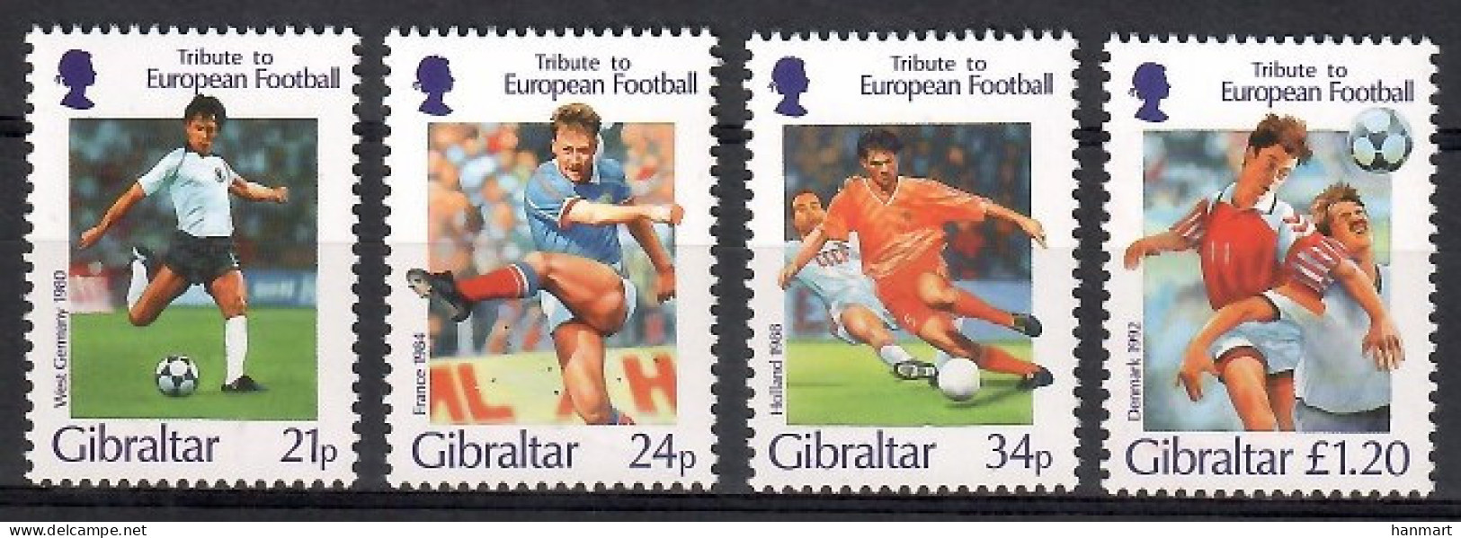 Gibraltar 1996 Mi 759-762 MNH  (ZE1 GIB759-762) - UEFA European Championship