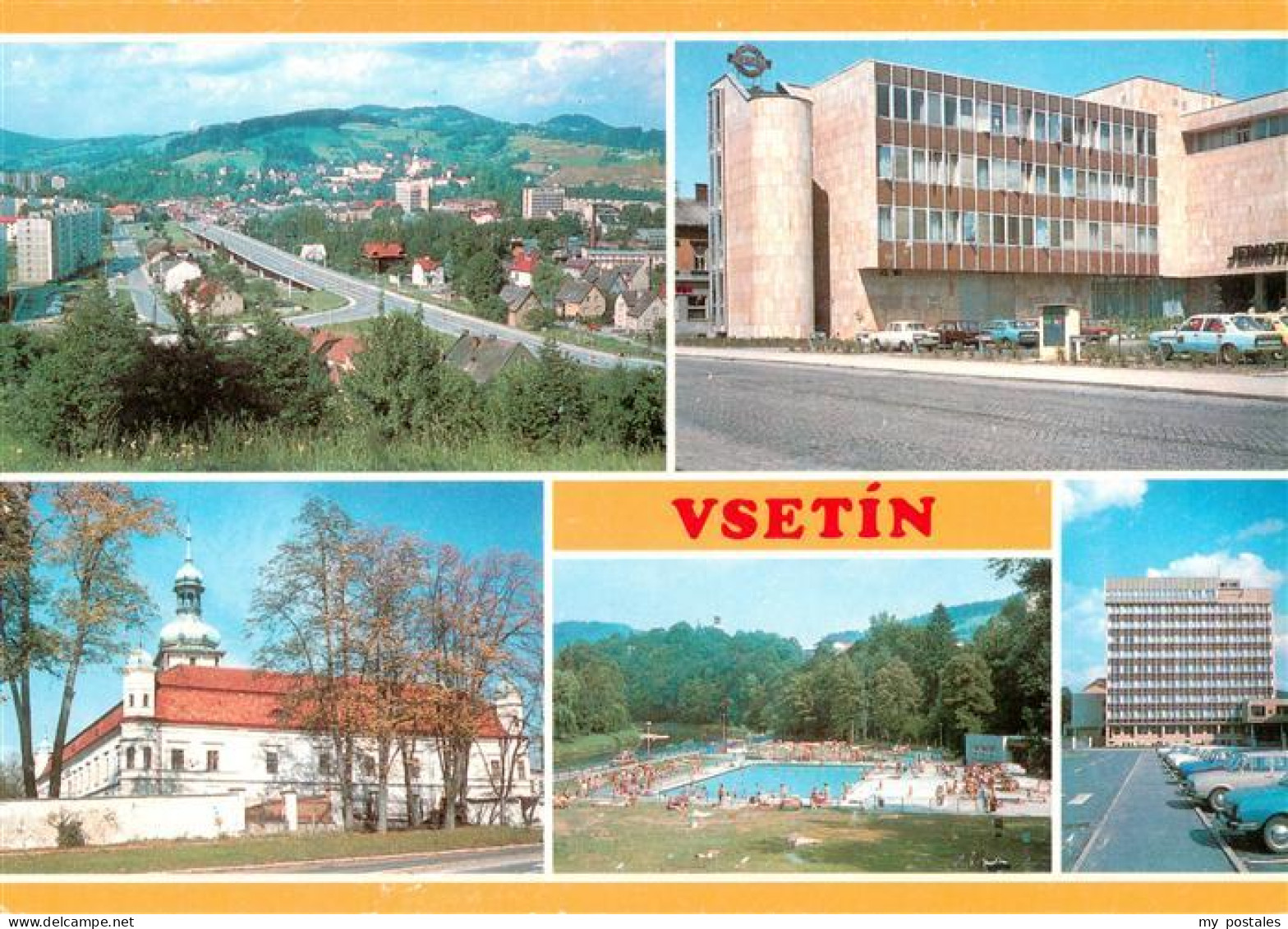 73947024 Vsetin_Wsetin_CZ Stadtpanorama Geschaeftshaus Schloss Freibad Hotel - Czech Republic