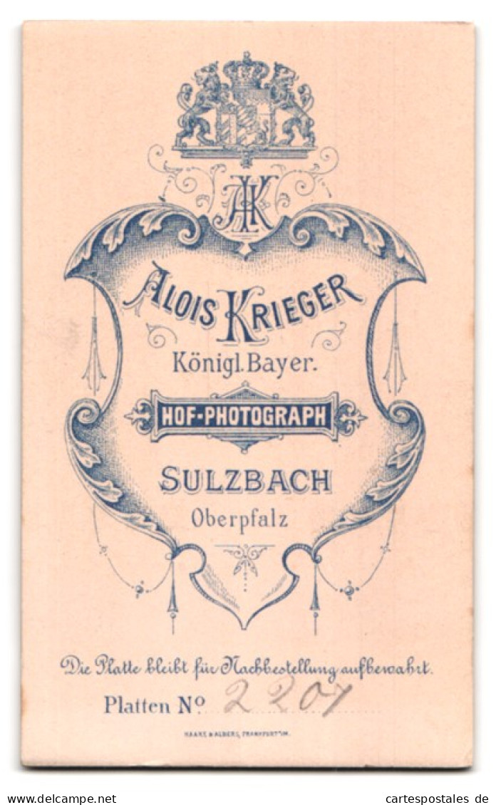 Fotografie Alois Krieger, Sulzbach /Oberpfalz, Junger Herr Im Anzug Mit Oberlippenbart  - Personnes Anonymes