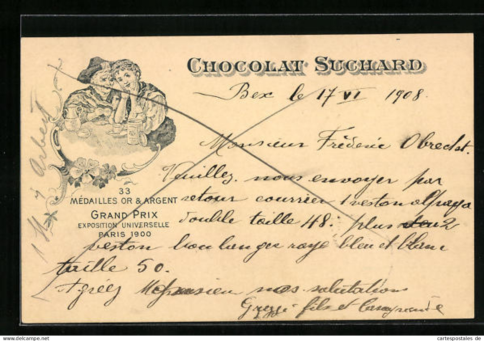 AK Chocolat Suchard, Grand Prix Exposition Universelle Paris 1900, Maid Mit Der Grossmutter Beim Kränzchen  - Landbouw