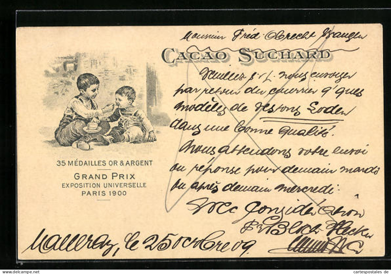 AK Cacao Suchard, Grand Prix Exposition Universelle Paris 1900, Brüderliches Teilen Der Schokolade  - Cultivation