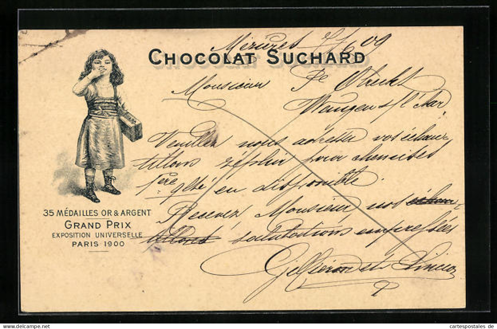 Lithographie Chocolat Suchard, Kind Mit Pralinenschachtel  - Cultivation