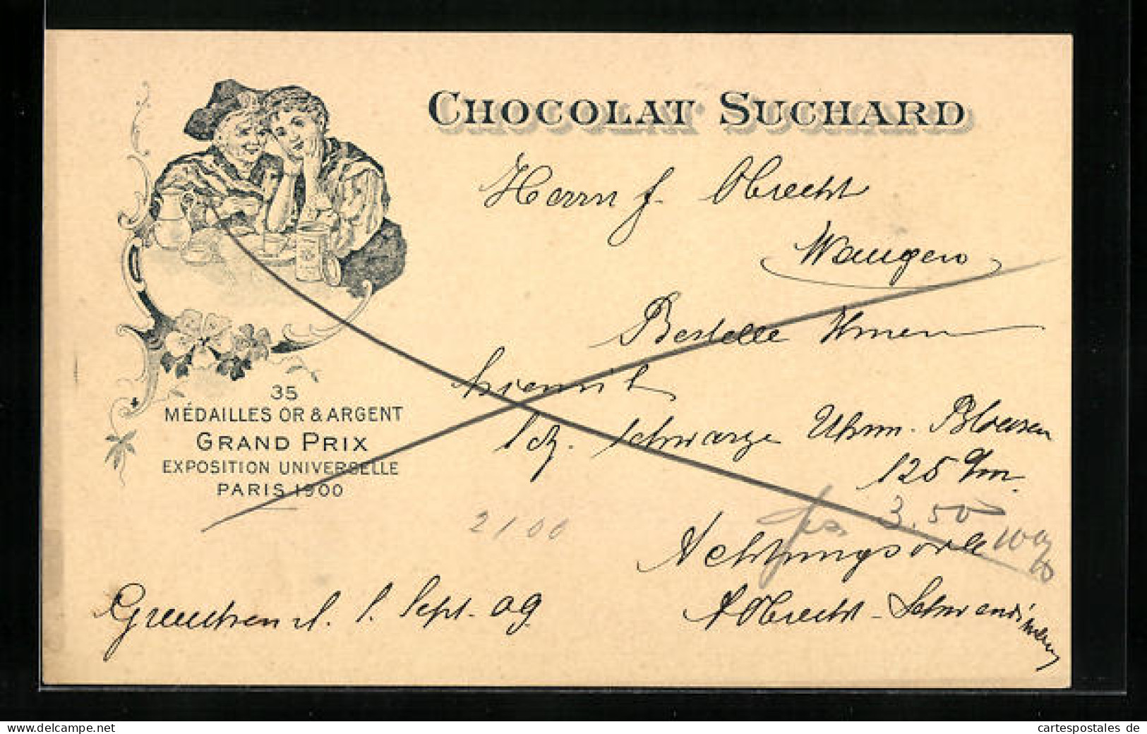 Lithographie Chocolat Suchard, Damenrunde Mit Kakao  - Landbouw