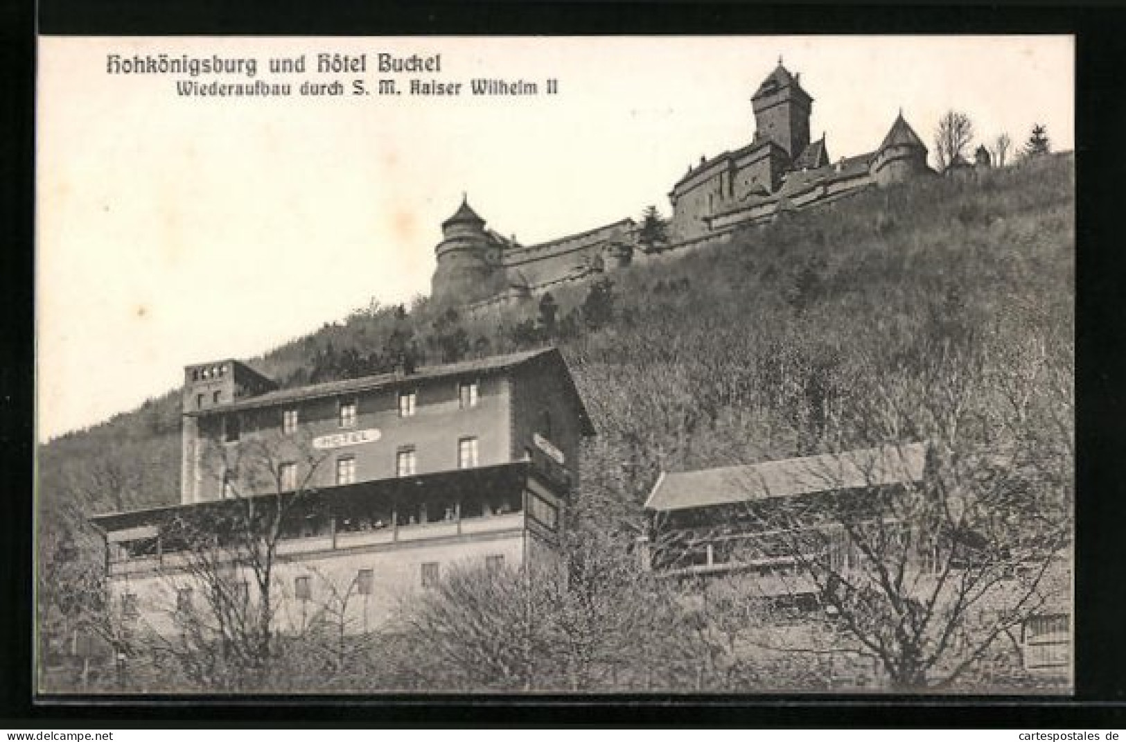 CPA Hohkönigsburg, Burg Et Hotel Buckel, Frontansicht  - Altri & Non Classificati