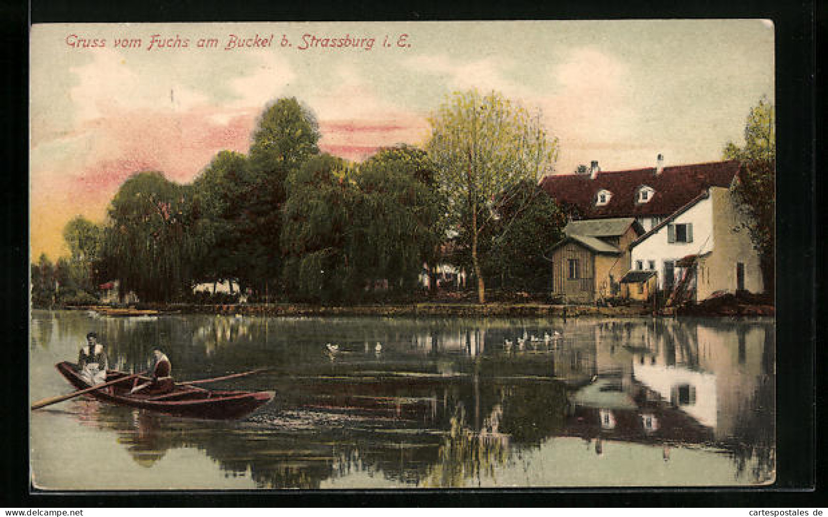 CPA Strassburg, Partie Fuchs Am Buckel, Vorn Ein Bateau à Rames Avec Zwei Damen  - Autres & Non Classés