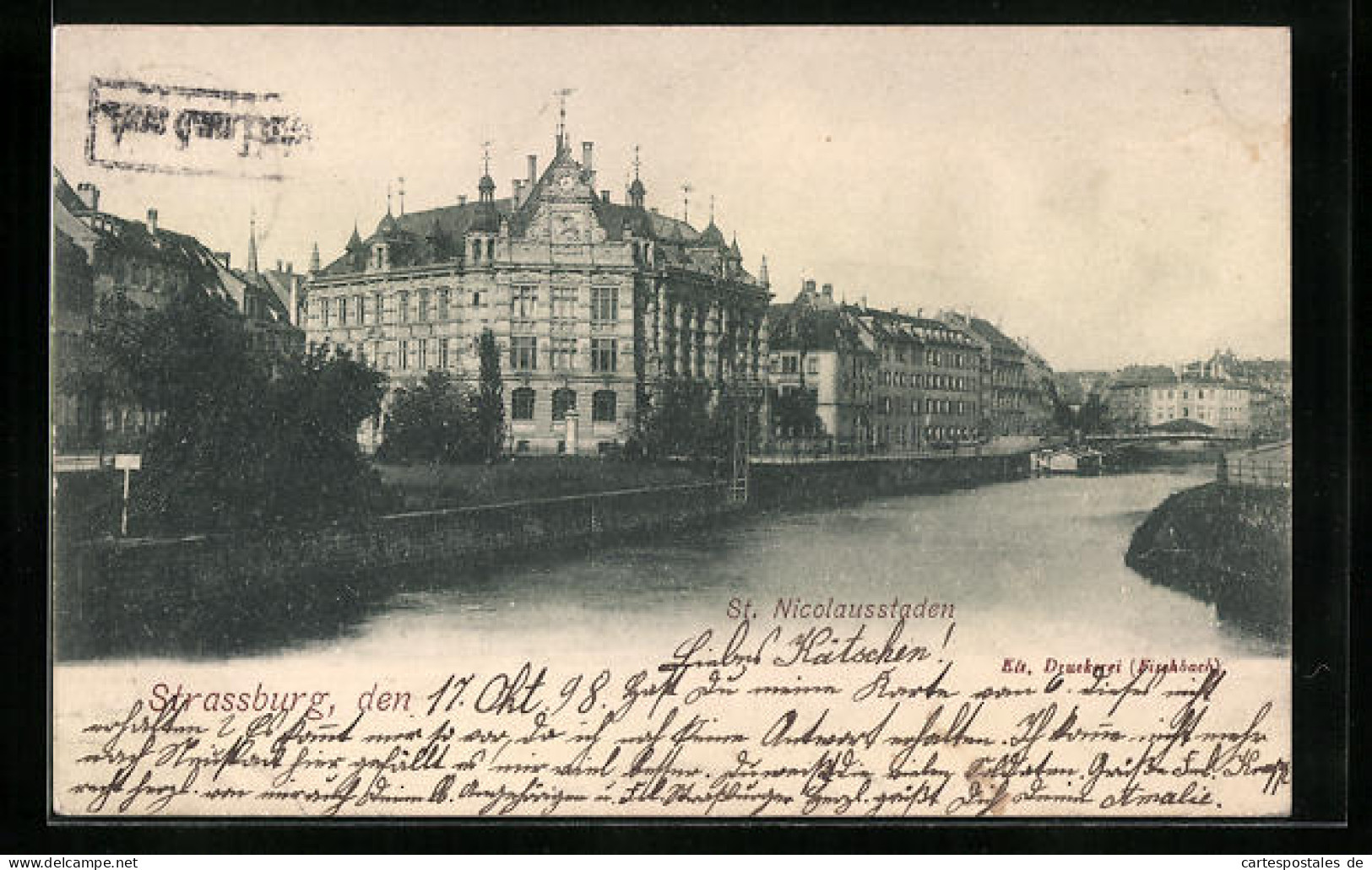 CPA Strassburg, St. Nicolausstaden, Flussansicht  - Autres & Non Classés