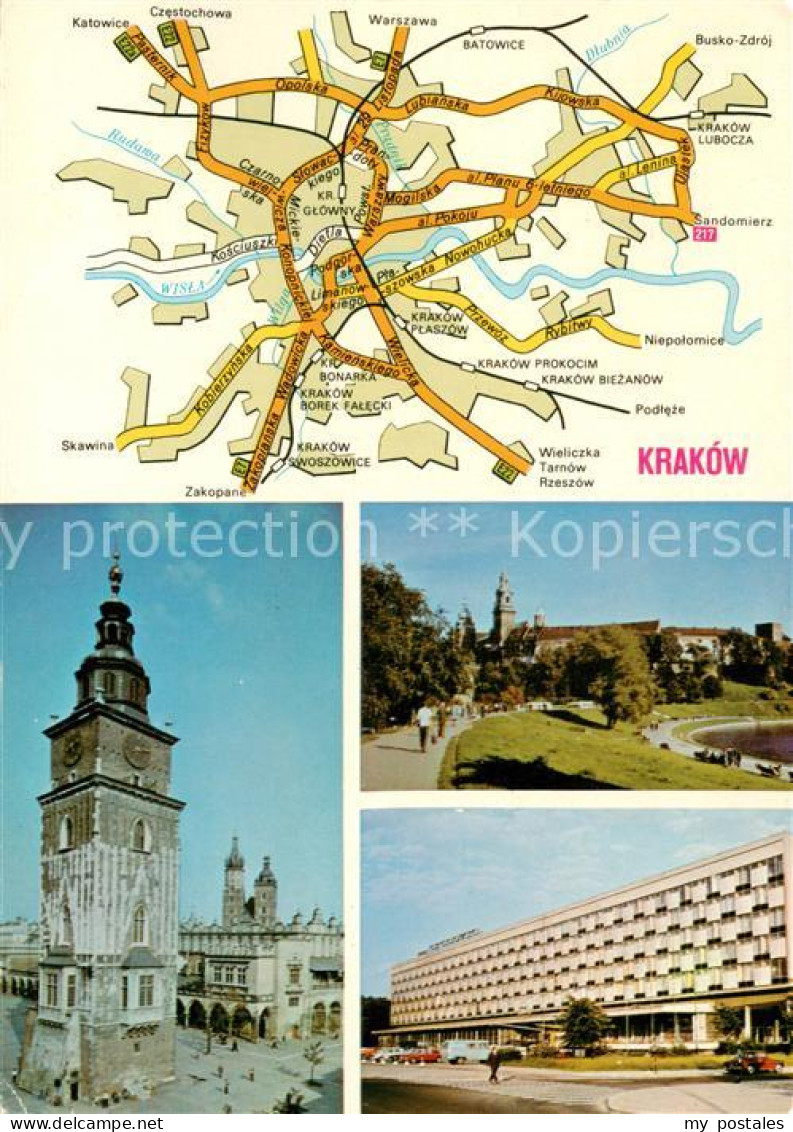 73866628 Krakow Krakau Marktplatz Rathausturm Tuchhalle Hotel Krakau Landkarte K - Pologne