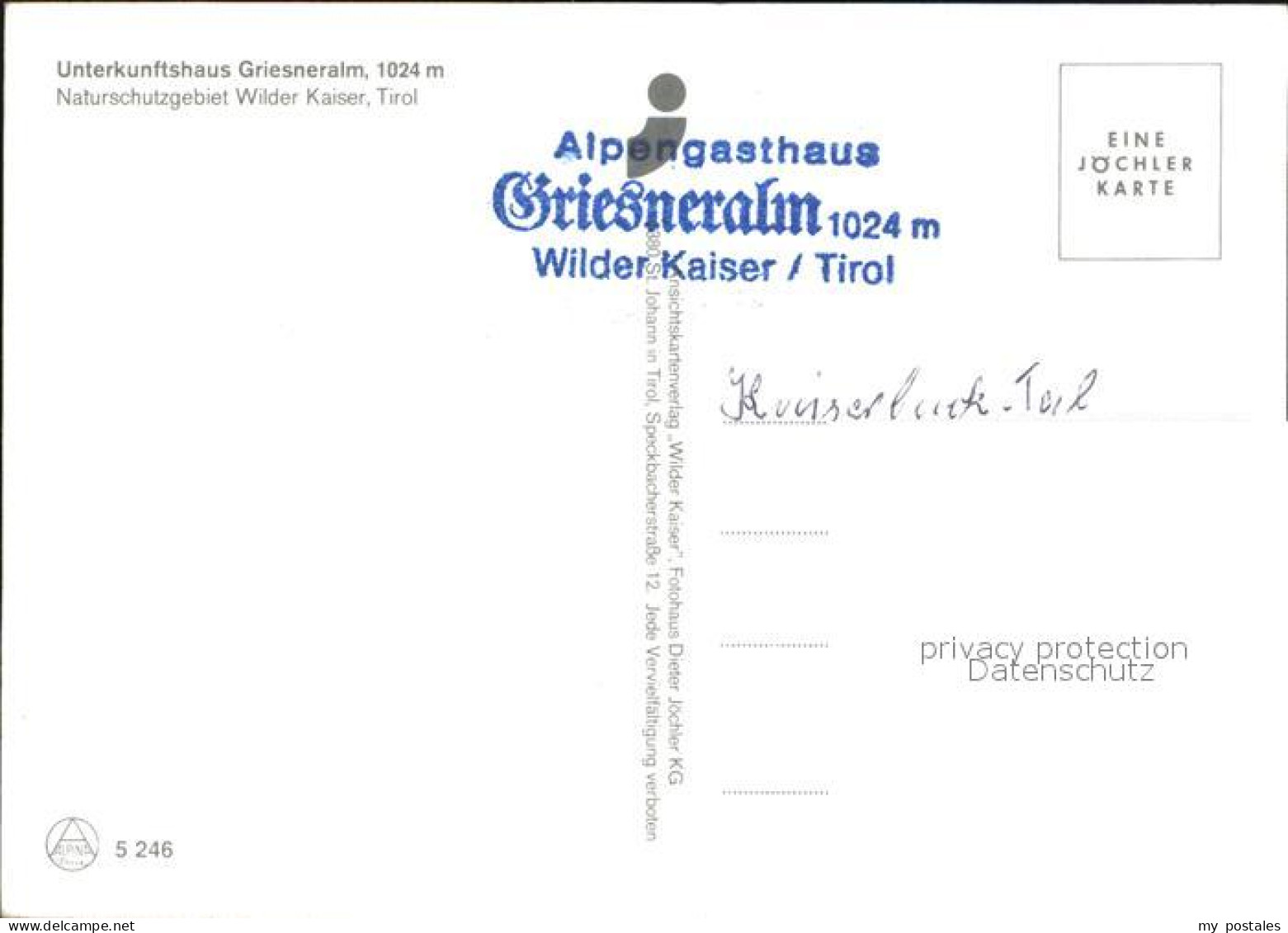 72567777 Wilder Kaiser Unterkunftshaus Griesneralm Wildermieming - Autres & Non Classés