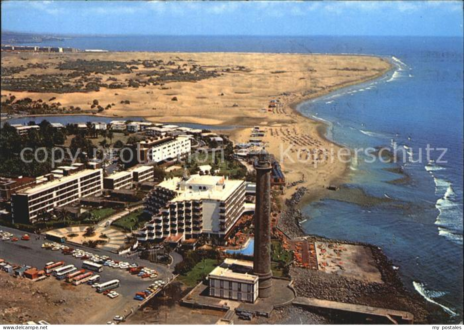 72567428 Maspalomas Fliegeraufnahme Mit Leuchtturm Und Strand  - Autres & Non Classés