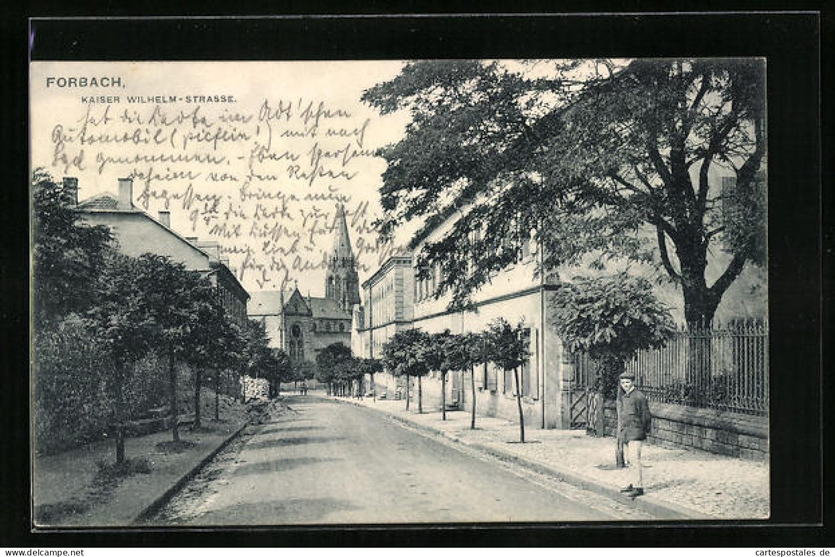 CPA Forbach, Kaiser Wilelm-Strasse Gegen L'Église  - Forbach