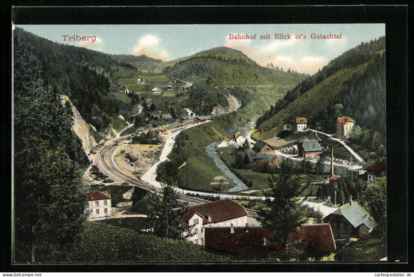 AK Triberg, Bahnhof Mit Blick In`s Gutachtal  - Triberg