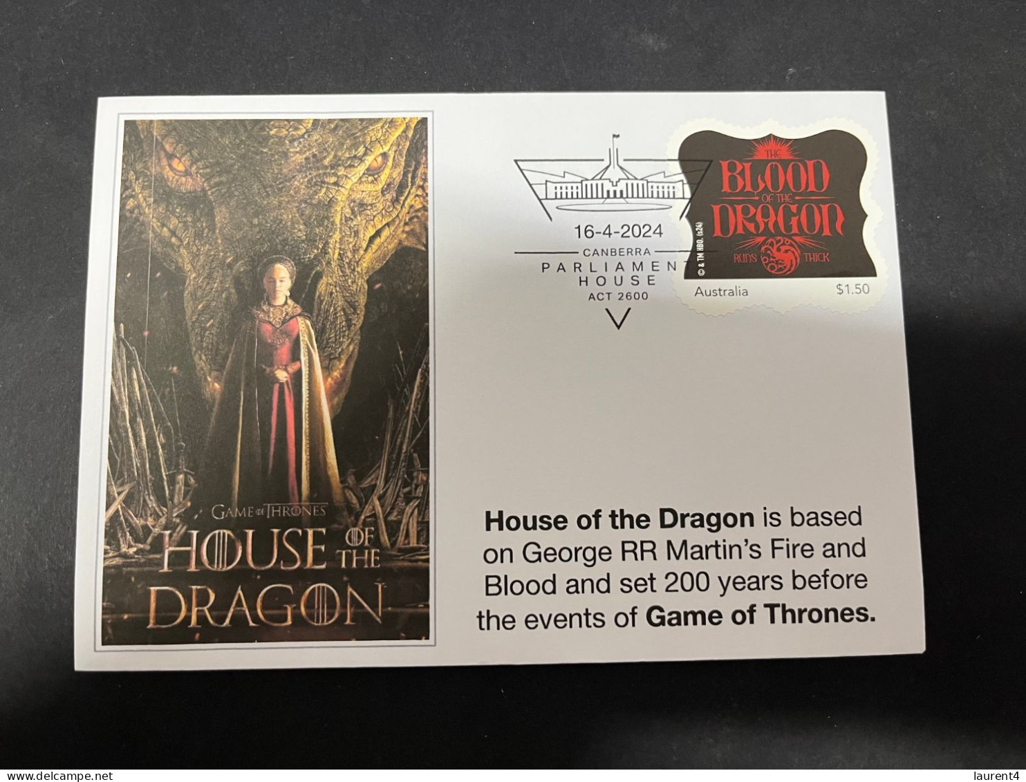 19-5-2024 (5 Z 32) Australia - House Of The Dragon (new Stamp Release 16-4-2024) Games Of Thrones Movies - Kino