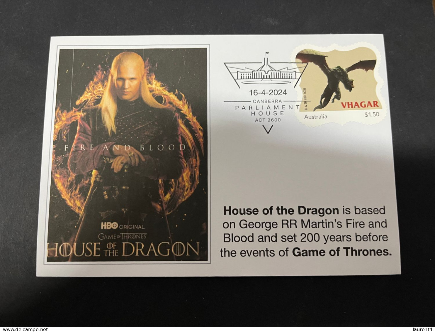 19-5-2024 (5 Z 32) Australia - House Of The Dragon (new Stamp Release 16-4-2024) Games Of Thrones Movies - Cinéma