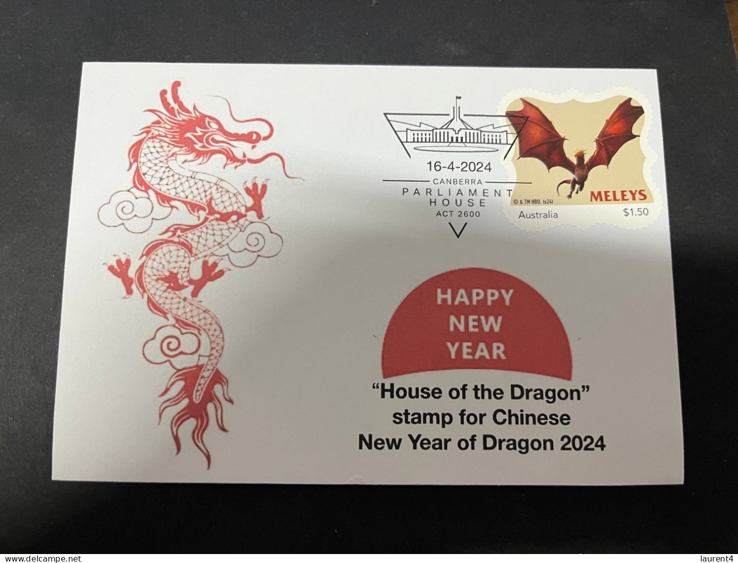 19-5-2024 (5 Z 32) Australia - House Of The Dragon (new Stamp Release 16-4-2024) Chinese Dragon New Year 2024 - Nouvel An Chinois